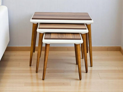 Handmade Wood Veneer Nesting Tables: Space-Saving Zigon Table Set