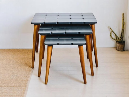 Handmade Wooden Veneer Nesting Tables: Modern Zigon 3-Piece Set