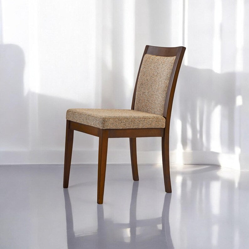 Handcrafted solid wood dining chair, farmhouse kitchen, living room, teak, customizable fabric, natural eco-friendly, restaurant & cafe