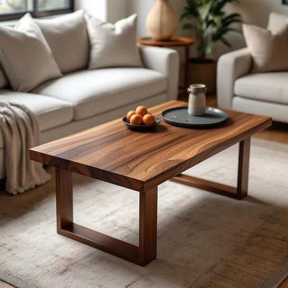 Solid Walnut Coffee Table | Natural Wooden Centerpiece | Modern Living Room Decor for Home, Café & Restaurant