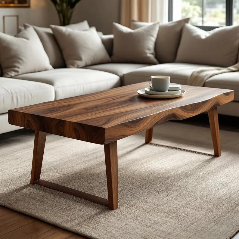 Solid Walnut Coffee Table | Natural Wooden Centerpiece | Modern Living Room Decor for Home, Café & Restaurant