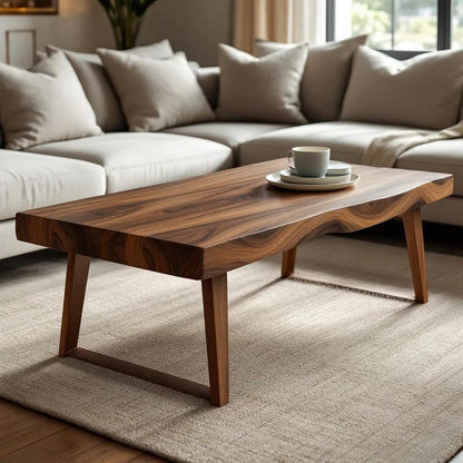 Solid Walnut Coffee Table | Natural Wooden Centerpiece | Modern Living Room Decor for Home, Café & Restaurant