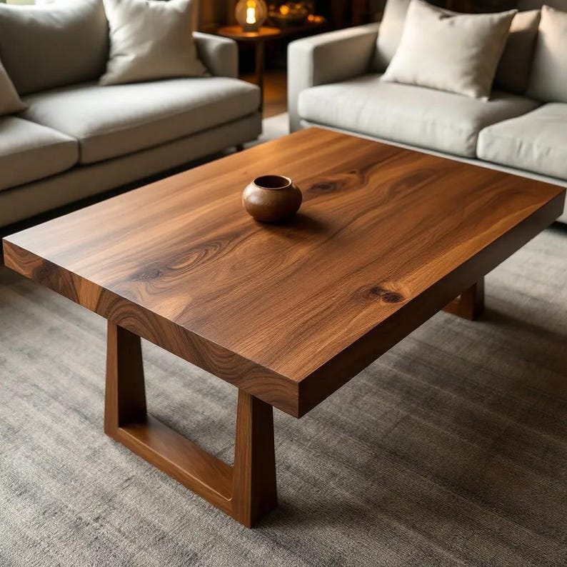 Solid Walnut Coffee Table | Natural Wooden Centerpiece | Modern Living Room Decor for Home, Café & Restaurant