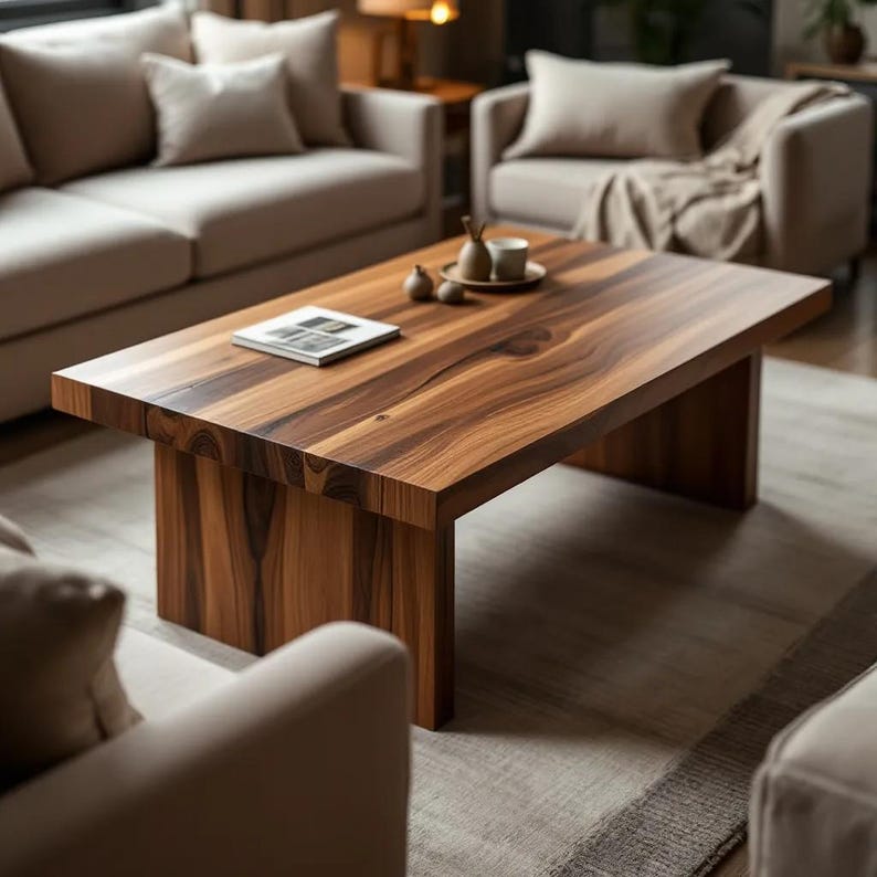 Coffee Table, Modern Natural Wooden Centerpiece for Living Room, Café, Restaurant, Hotel Decor