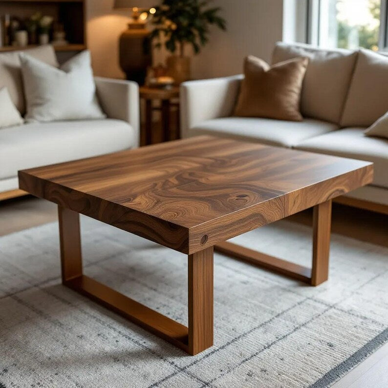 Coffee Table, Modern Natural Wooden Centerpiece for Living Room, Café, Restaurant, Hotel Decor