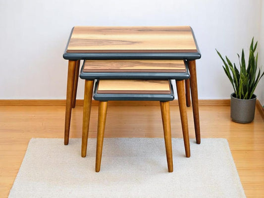 Handmade Wooden Veneer Nesting Tables: Modern Zigon 3-Piece Set