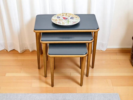 Handmade Wood Veneer Nesting Tables: Modern Zigon 3-Piece Set