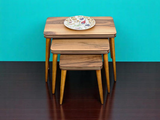 Handmade Wood Veneer Nesting Coffee Tables: Zigon Style, Space-Saving Set