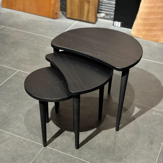 Handcrafted Solid Wood Nesting Coffee Table Set: Rustic Sandblasted Finish