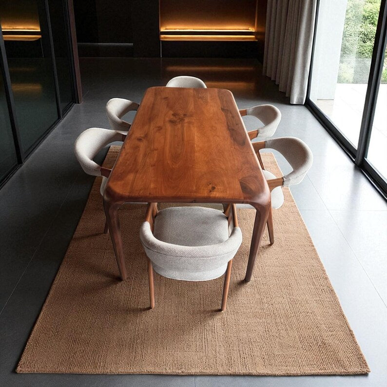 Handmade Solid Oak & Walnut Rustic Dining Table - Farmhouse Kitchen Furniture