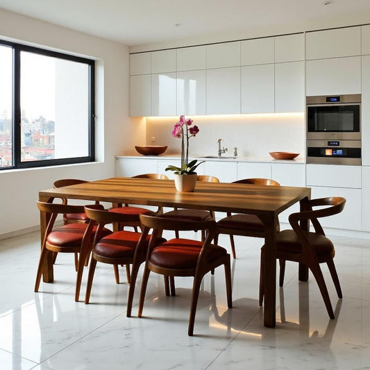 Farmhouse Modern Dining Table, Handmade Solid Wood, Walnut, Oak, Chestnut; Organic Furniture.
