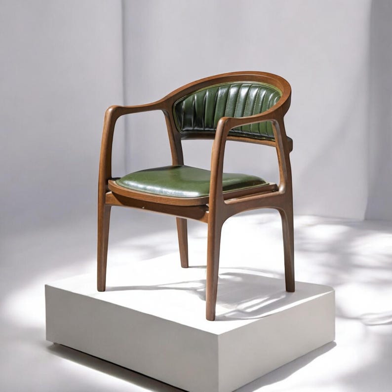 Handcrafted Solid Wood Dining Chair | Sustainable Seating | Modern Wooden Armchair for Kitchen, Restaurant, Lounge, and Office Decor