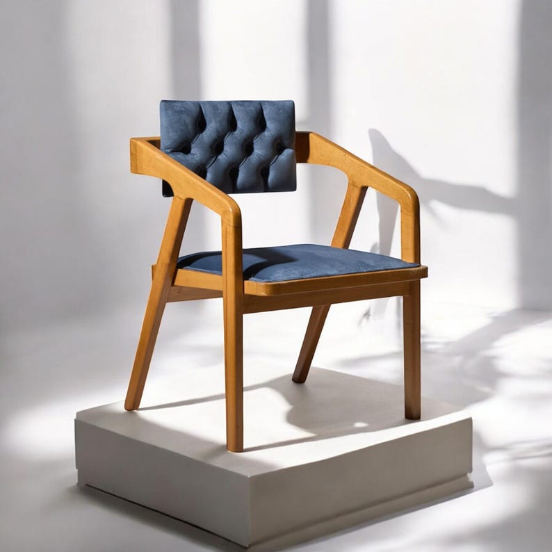 Handcrafted Solid Wood Dining Chair | Sustainable Seating | Modern Wooden Armchair for Kitchen, Restaurant, Lounge, and Office Decor