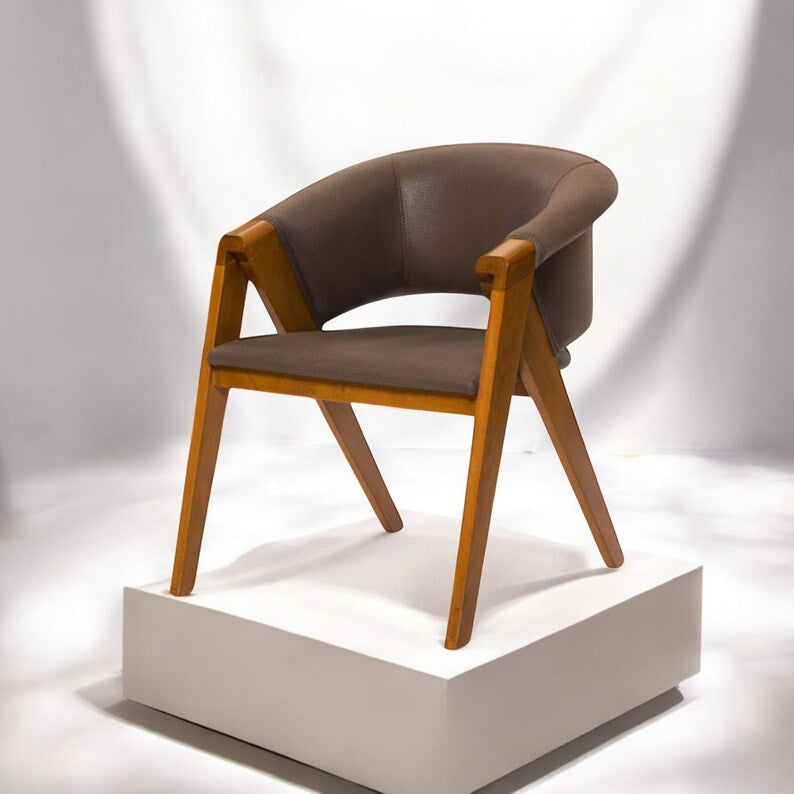Oak Dining Chair | Sustainable Wood, Upholstered Backrest, Wooden Office & Dining Chairs, Eco-Friendly Furniture, Diner, Lounge Chair