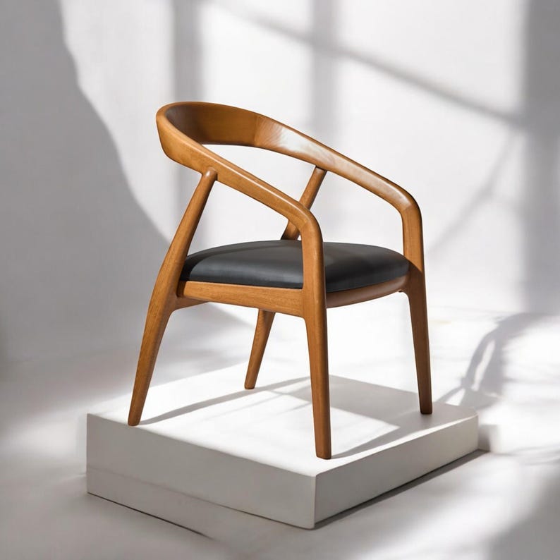 Handmade Solid Wood Dining Chair – Natural Oak/Walnut Finish, Ergonomic Stylish Design, Perfect for Modern & Cozy Home Interiors