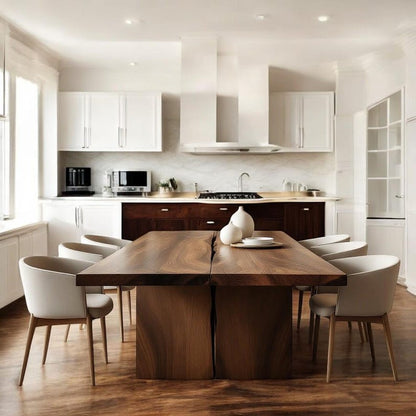 Handmade Solid Wood Dining Table, Walnut, Oak, Chestnut; Rustic Farmhouse Kitchen Furniture.