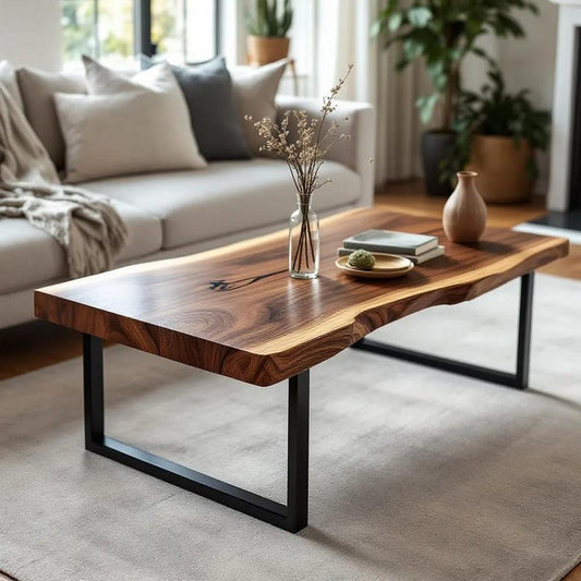 Handmade Solid Walnut Coffee Table | Natural Wooden Centerpiece | Modern Living Room Decor for Home, Café & Restaurant
