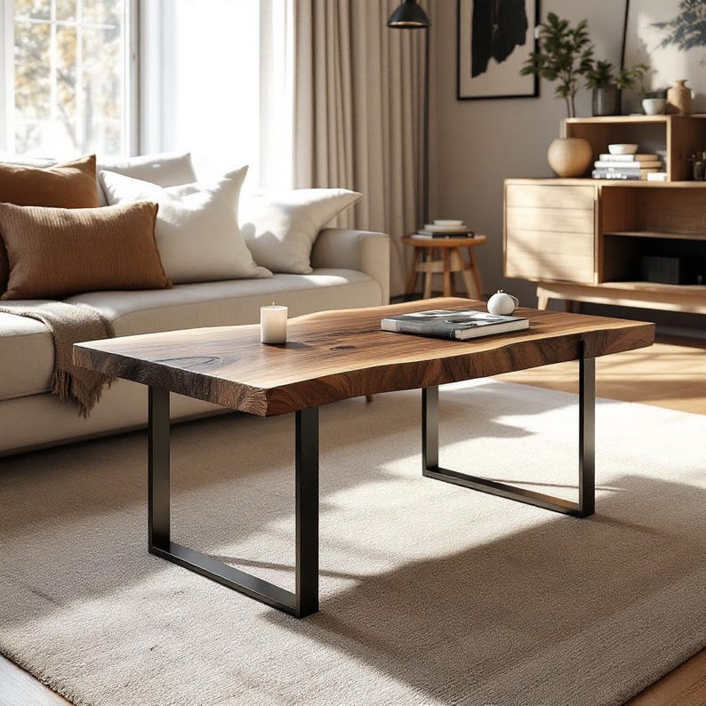 Handmade Solid Walnut Coffee Table | Natural Wooden Centerpiece | Modern Living Room Decor for Home, Café & Restaurant