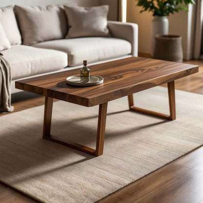 Solid Walnut Coffee Table | Natural Wooden Centerpiece | Modern Living Room Decor for Home, Café & Restaurant
