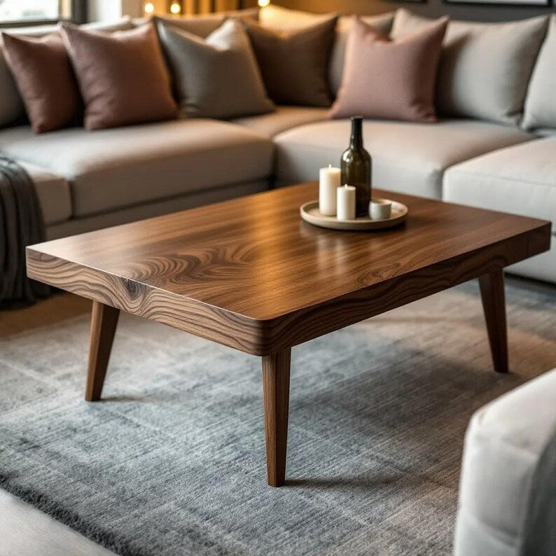 Coffee Table, Modern Natural Wooden Centerpiece for Living Room, Café, Restaurant, Hotel Decor